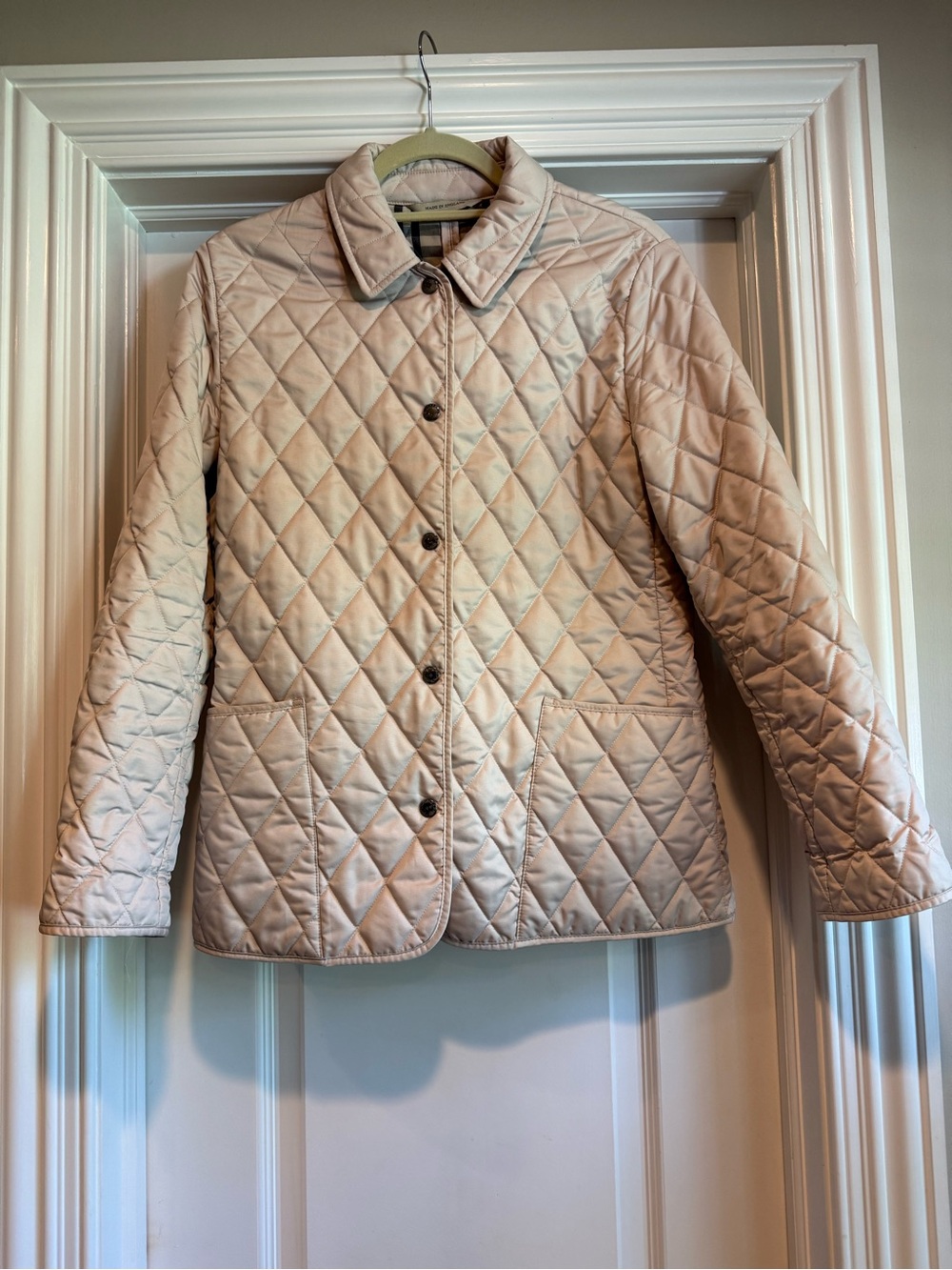 Burberry London Quilted Utility Jacket Beige Nova Check Made England Womens S - Picture 13 of 13